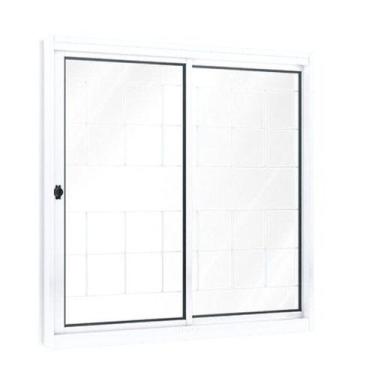 Imagem de Janela de Aço de Correr 100x120cm 2 Folhas com Grade Quadrada e Vidro 