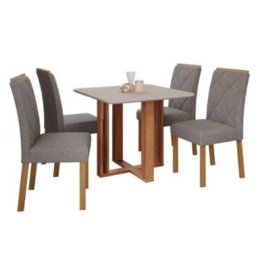 Imagem de Sala de Jantar Mesa Flora Quadrada MDF com 4 Cadeiras Fernanda Wood Ci