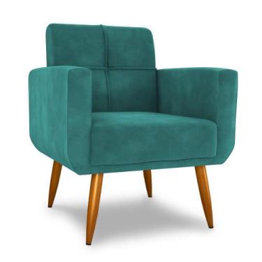 Imagem de Poltrona Decorativa para Sala Lilian Veludo Verde Menta - Mais de Casa