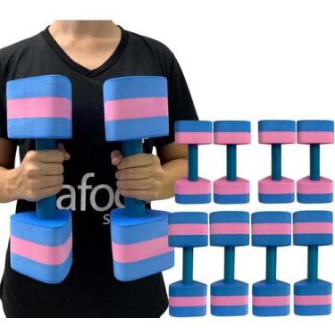 Imagem de Kit 4 Pares Halteres Hidroginástica Em EVA P 1-2kg M 2-3kg Azul/Rosa D