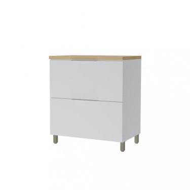 Imagem de Balcão Com Tampo 100 MDF 1 Porta 1 Gaveta 80cm Marquesa Nesher, Branco