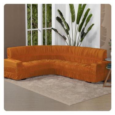 Imagem de Kit Protetor Capa De Sofá Canto 6Lugares Elasticada Laranja - Shop Cas