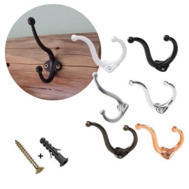 Imagem de Kit 15 Ganchos Cabides Duplos para roupas - Telis Ferragens, Preto fos