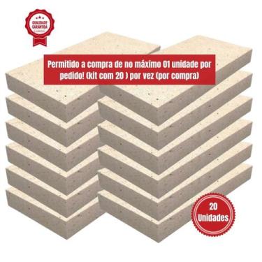 Imagem de 20 Tijolos Refratário Plaqueta Churrasqueira 23x11,4x2,5cm - LAURINDOS