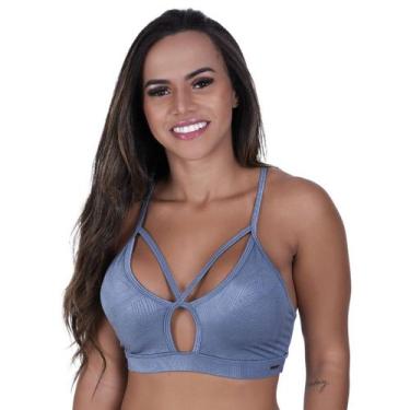 Imagem de Top fitness feminino decote tiras bojo cirrê relevo poliamida cleo-orb