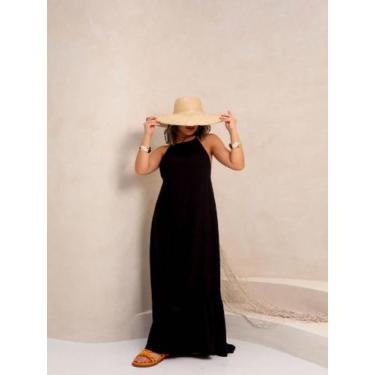 Imagem de Vestido longo costa nua viscolinho verão. cod:2076 - LALOKA, Preto, M