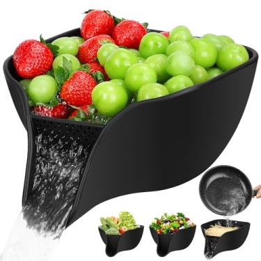 Imagem de Advantez Cesto de drenagem multifuncional, escorredor de macarrão de silicone grande de 4,6 litros com bico para 3-5 QT, escorredores de pia de cozinha e coadores de alimentos tigela para lavar frutas