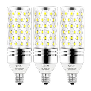 Imagem de Lâmpadas de LED E12, lâmpada de LED candelabro de 15W equivalente a 120 watts, lâmpadas de lustre de LED não regulável base média E12, lâmpadas de LED não reguláveis, luz do dia branca 5000K, pacote com 3