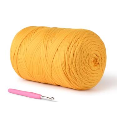 Imagem de Fio de camiseta (800 g/228 jardas), fio de crochê macio para artesanato e faça você mesmo, tecido de crochê/bolsa/cesta/porta-copos, tecido elástico 100% poliéster, fios grossos grossos para crochê