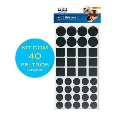 Imagem de Kit 40 Feltros Adesivo Protetores Pe Cadeira Sofá Mesa Nfe - TEK Bond