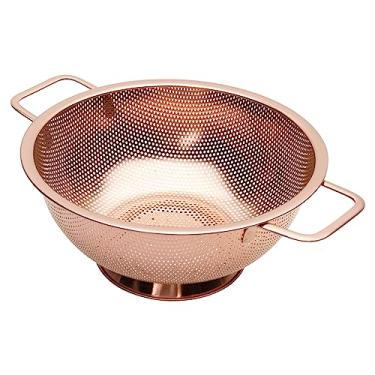Imagem de BLAGAIN Escorredor de 3 litros com alça, coador de metal para pia de cozinha, panela de macarrão para macarrão, legumes e frutas, aço inoxidável, ouro rosa