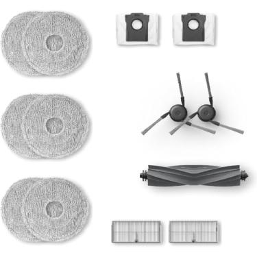 Imagem de dreame Kit de acessórios de substituição compatível com X40 Ultra, L40 Ultra, 1 escova principal, 2 escovas laterais, 2 filtros, 2 sacos de poeira, 3 pares (6 peças) de esfregões