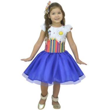 Imagem de Vestido infantil Formatura ABC Aquarela Azul - Moderna Meninas, 12 - 8