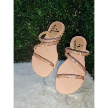 Imagem de sandália Rasteirinha com Brilho - annaclass, 38, Nude