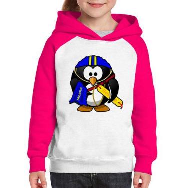 Imagem de Moletom Infantil Pinguim Salva Vidas - Foca na Moda, Branco, Rosa, 12