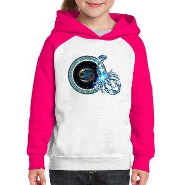 Imagem de Moletom Infantil Signo Câncer Astrologia - Foca na Moda, Branco, Rosa,