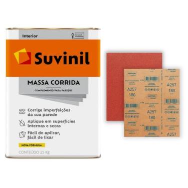 Imagem de Massa Corrida Suvinil 25kg + 10 Unidades de Lixas Para Parede