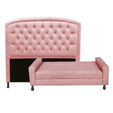 Imagem de Kit Félix com Cabeceira Geovana 1,95 cm King Size Baú Quarto Sala mate