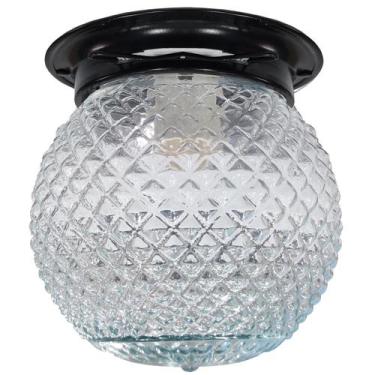 Imagem de Plafon Colonial Aluminio Preto Globo Bico de Jaca Transpar - Jota Ilum
