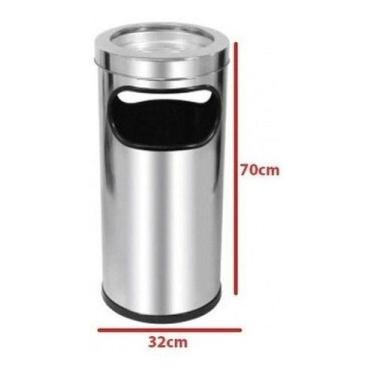 Imagem de Lixeira Com Cinzeiro Para Área De Fumante/fumódromo- Inox - JSN, Inox