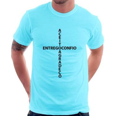 Imagem de Camiseta Entrego, Confio, Aceito, Agradeço - Foca na Moda, Azul claro,