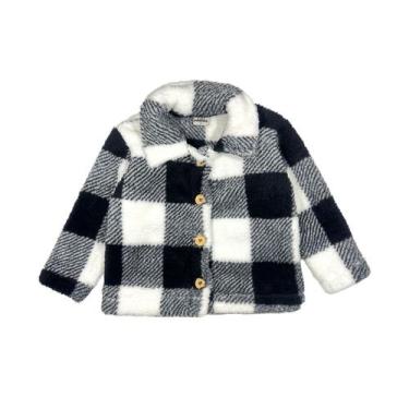 Imagem de Casaco Teddy Xadrez Infantil Peluciado Inverno Quentinho Sobretudo Jaq