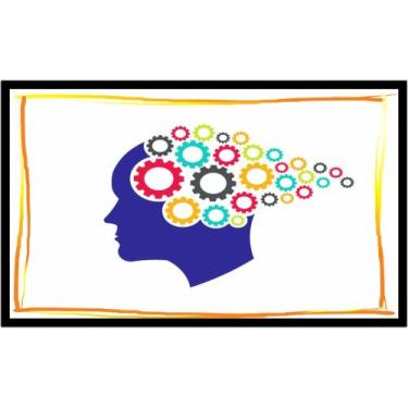 Imagem de Quadro Decorativo Psicologia Psiquiatria Cabeças Engrenagens Consultór