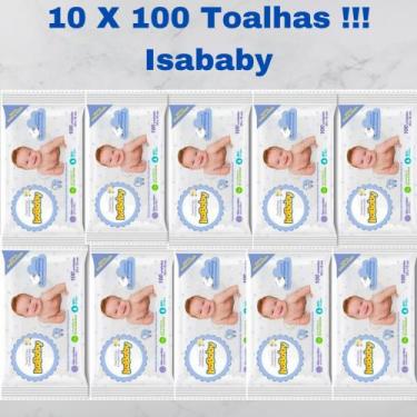 Imagem de 10 Pacotes de Toalhas Lenços Umedecidos Infantil Isababy 100 unidades