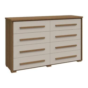 Imagem de Cômoda Grande com 8 Gavetas Angra - Móveis Rimo, Jequitibá/OffWhite