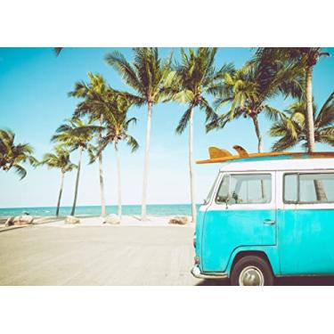 Imagem de BELECO Pano de fundo de praia tropical de 3 x 2,4 m de tecido na praia com prancha de surf, cenário de surfe, verão, Havaí, surfe, cenário de fotografia para decoração de festa de luau, sessão de fotos de aniversário, adereços de fotos