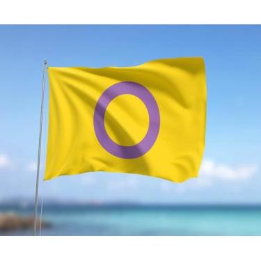 Imagem de Bandeira Intersexo LGBTQIA+ 80cmx140cm Tecido Oxford 100% Poliéster - 