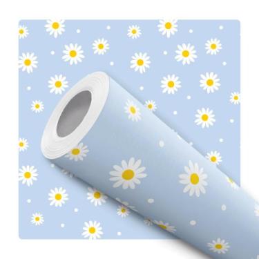 Imagem de Papel de Parede Adesivo Azul Flor Margarida Delicado infantil Bebê Mod