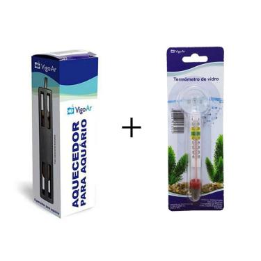 Imagem de Combo Aquecedor de aquário + termômetro para Aquário 5w 3 a 5 litros 127v Vigoar