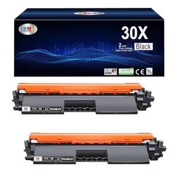 Imagem de 2 pacotes de substituição para cartuchos de toner preto HP 30X CF230X Funciona com tinta de impressora HP Laserjet Pro MFP M227fdw M203dw M227fdn M227sdn M203dn M203d