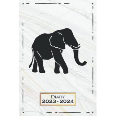 Imagem de Diary 2023-2024: A5 (6x9) | Softcover | One Week on a Double Page | From Monday to Sunday | Monthly Planner | Elephant Motif Animal | qb1