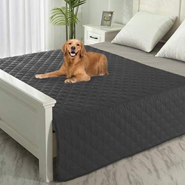 Imagem de SPXTEX Capa de cama de cachorro lavável, cobertores de cachorro para cachorro, cachorro grande, gato, trocador reversível, reutilizável, 1 peça (132 x 208 cm, cinza escuro)
