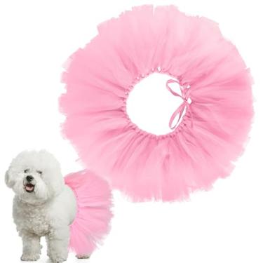 Imagem de Locmeo Tutu de tule para cães, pequeno, grande, médio, vestido de bailarina, fantasia de bailarina, para Halloween, filhotes, gatos, coelhinho, roupa de aniversário, festa de casamento, adereços para