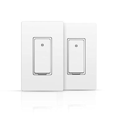 Imagem de Alastech Interruptor de Luz Inteligente, Interruptor Inteligente de Polo Único Compatível com Alexa, Google Home, Interruptor de Luz com Controle Remoto Wi-Fi de 2,4 Ghz, Fio Neutr (, Branco)