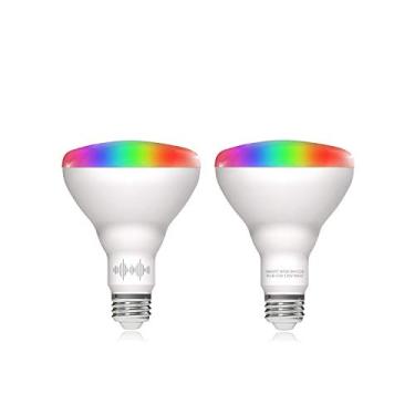 Imagem de helloify Lâmpadas LED BR30 Smart WiFi, RGBCW que muda de cores, quente para frio branco regulável, funciona com Alexa e Google Home (sem cubo), equivalente a 60 W E26, RGB+2700K-6500K, 2 unidades