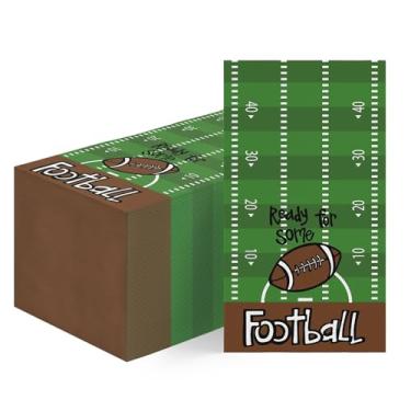 Imagem de Horaldaily 100 guardanapos decorativos de papel descartáveis Super Bowl, tema de futebol para festa, almoço, jantar, cozinha, banheiro