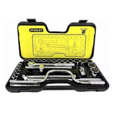 Imagem de STANLEY Jogo de Ferramentas, Soquetes Estriados 1/2 Polegadas com 29 Peças e Caixa Organizadora, Modelo 86-504