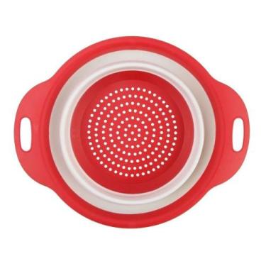 Imagem de Escorredor Retratil Silicone Legumes e Verduras Multiuso Vermelho 24cm