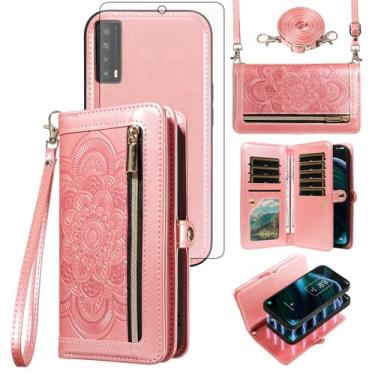 Imagem de Asuwish Capa de telefone para TCL Stylus 5G 2022 com zíper carteira magnética destacável com protetor de tela de vidro temperado alça transversal porta-cartão floral TLC Stylo G5 6.81 T779W feminino