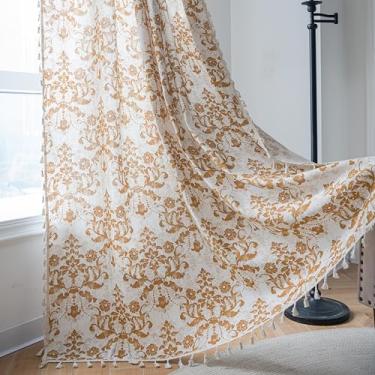 Imagem de Sutuo Home Cortinas Boho para quarto, sala de estar, 96 polegadas de comprimento, impressão de algodão marroquino linho haste bolso Vibe Farmhouse Bohemian borlas tratamento de janela, 1 painel 149.9