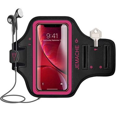 Imagem de Braçadeira para iPhone 17 16 15, JEMACHE resistente à água, academia, corrida, exercícios, braço, para iPhone 17 16 15 14 13 12 Pro (rosa)