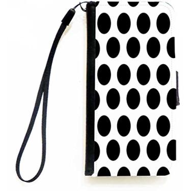 Imagem de Rikki Knight Capa carteira flip preta em bolinhas brancas para iPhone 5c com aba magnética