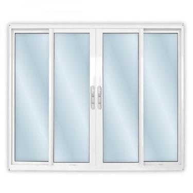 Imagem de Janela de Alumínio de Correr 120x150cm 4 Folhas 2 Fixas com Vidro Mini Boreal Linha Solida MGM Branco