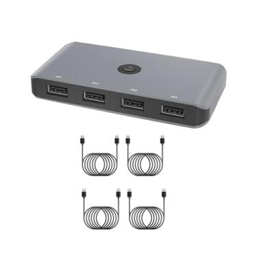 Imagem de Plug & Play 4 entradas USB, 4 saídas USB, adaptador de interruptor compartilhado KVM para 4 computadores compartilhando até 4 dispositivos