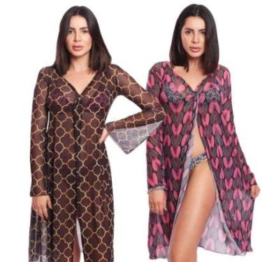 Imagem de Kit 2 Saídas de Praia Longa Nó Estampada Elegante-Feminino