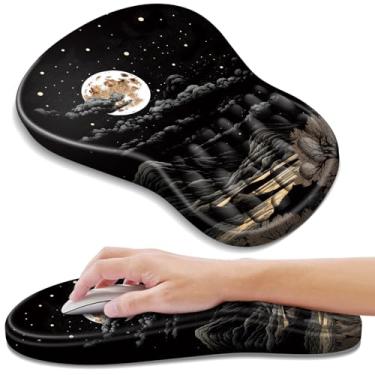 Imagem de YIWEI Mouse pad ergonômico com suporte para descanso de pulso, mousepad com descanso de pulso de espuma viscoelástica confortável e base de poliuretano antiderrapante para alívio da dor, computador,